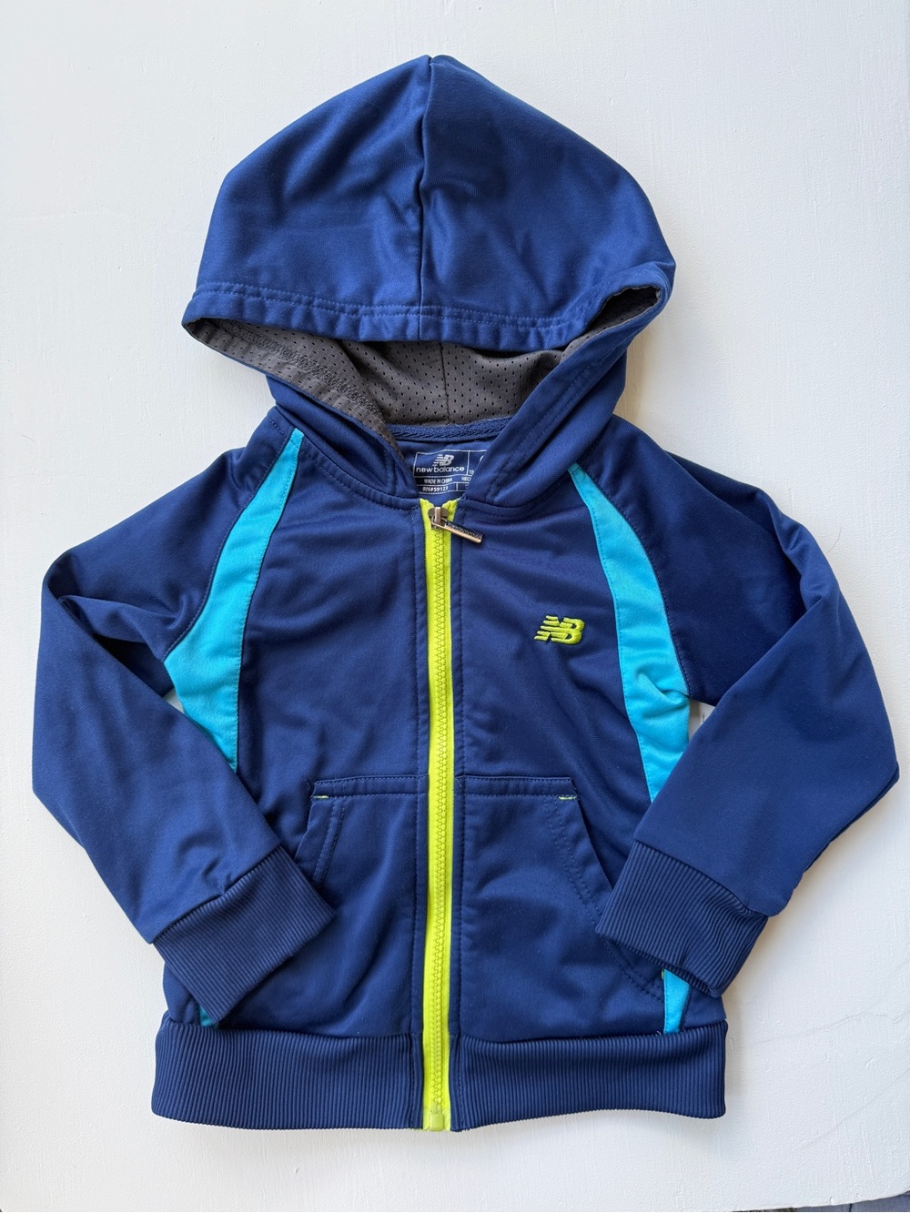 New Balance Navy, Teal & Yellow Kids' Hooded Zip Sweatshirt